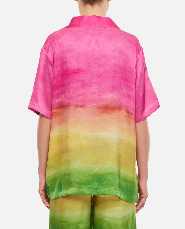 Shop Gio+ Short Sleeves Silk Shirt In Multicolor