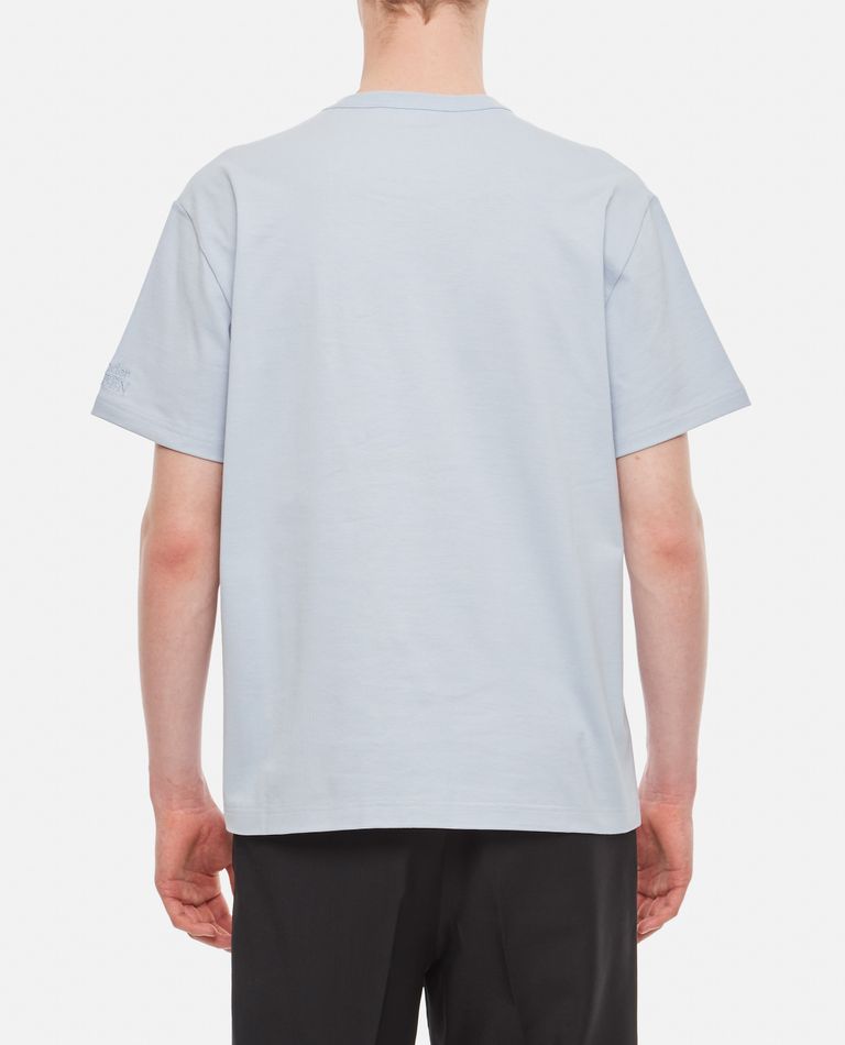 Shop Alexander Mcqueen Crewneck Cotton T-shirt In Sky Blue