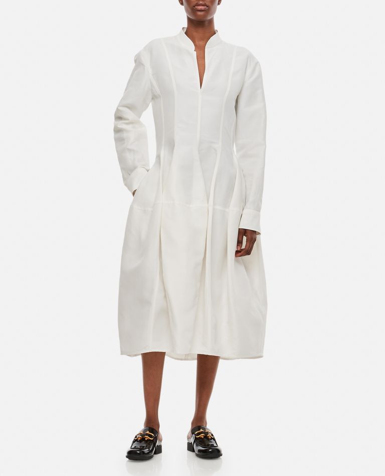 Bottega Veneta Viscose Blend Midi Dress In White