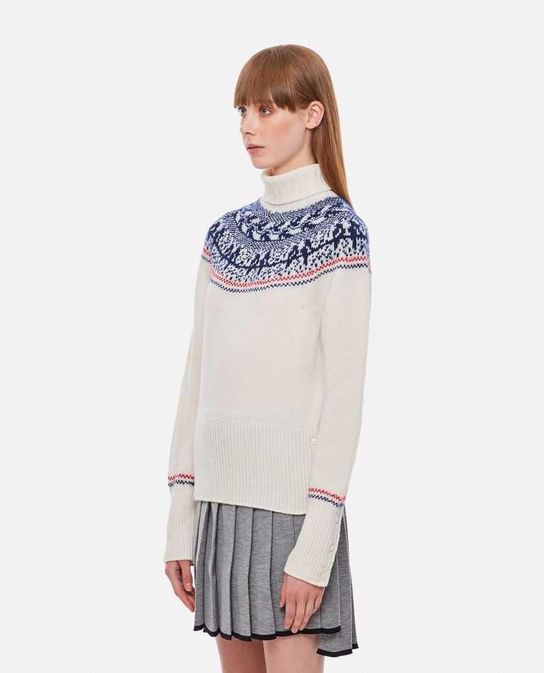 Thom Browne Wool Mohair Mix Turtleneck Jumper In White