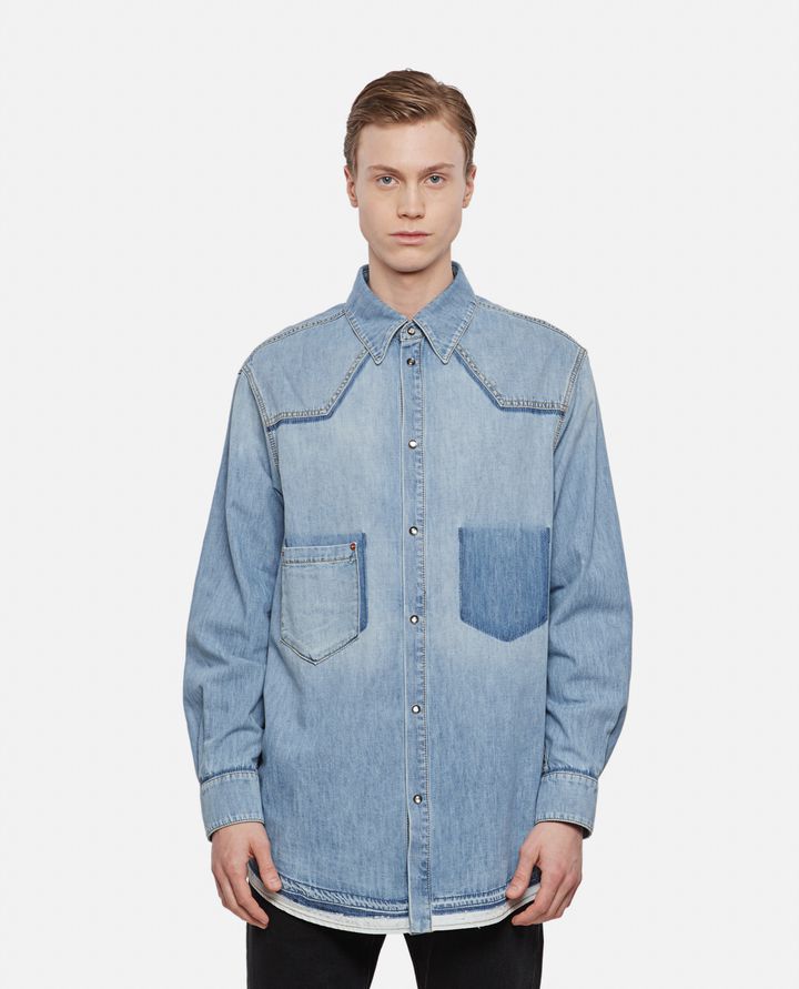 Valentino - CAMICIA IN COTONE DENIM LAVATO_1