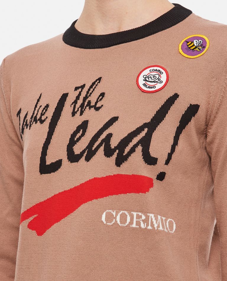 Cormio  ,  Long Sleeve Knitted T-shirt With Intarsio Motto  ,  Brown S