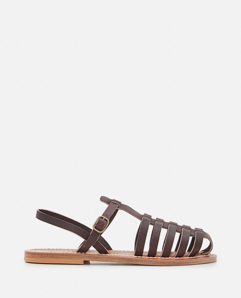 Shop Kjacques Adrien Leather Sandals In Brown