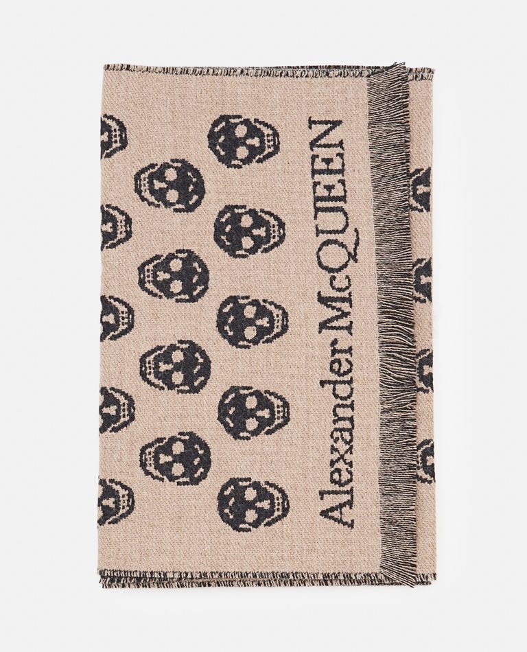 Alexander McQueen  ,  Wool Skull Print Foulard  ,  Beige TU