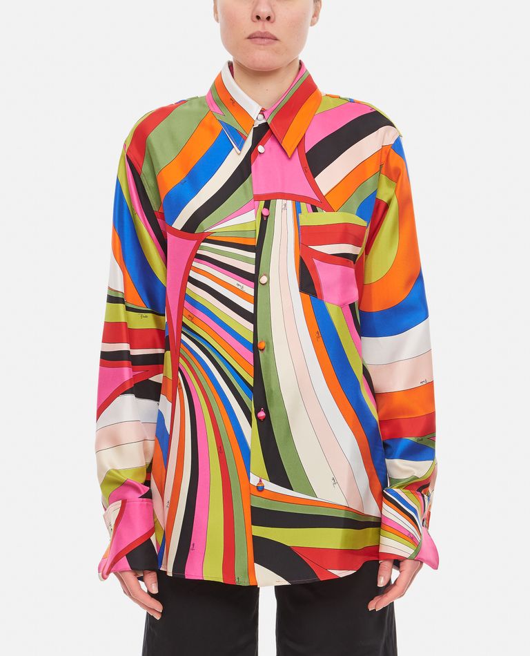 Emilio Pucci  ,  Silk Long Sleeve Shirt  ,  Multicolore M