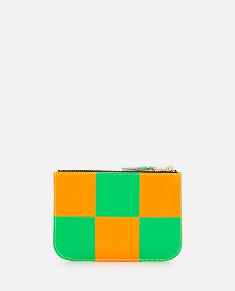 Light Orange/Blue Fluo Squares Zip Wallet