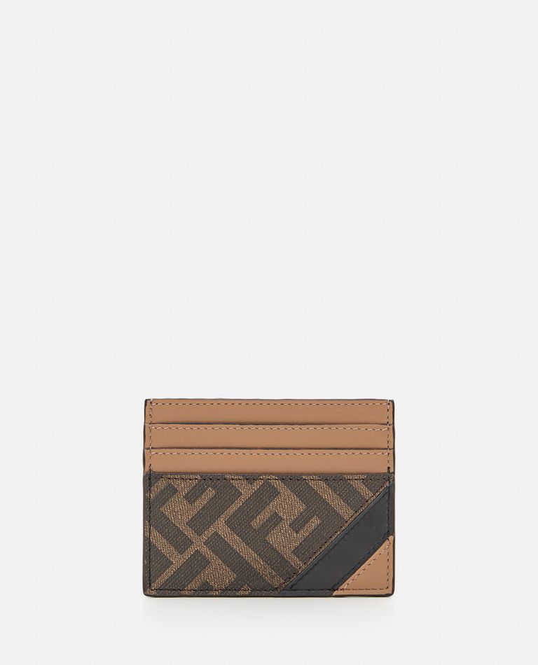 Fendi Logo-print Coated-canvas And Leather Cardholder In Brown