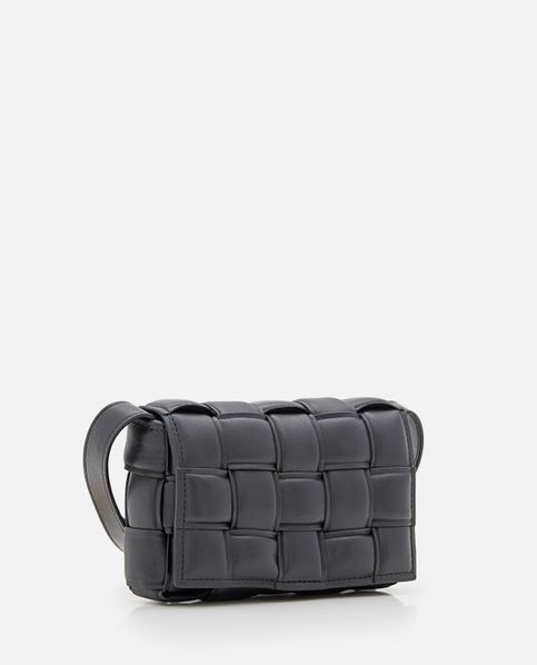 Cassette Mini Leather Shoulder Bag in Grey - Bottega Veneta