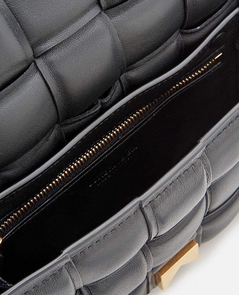 Shop Bottega Veneta Small Padded Cassette Leather Shoulder Bag In Black