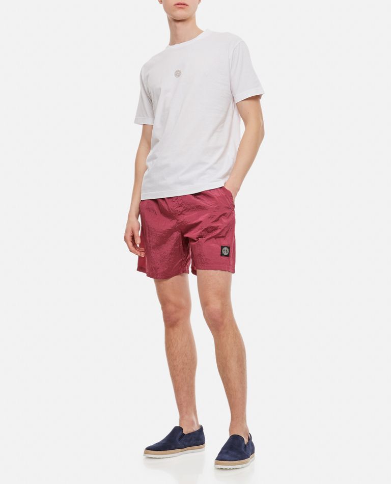 Stone Island Logo-patch Swim Shorts In Red