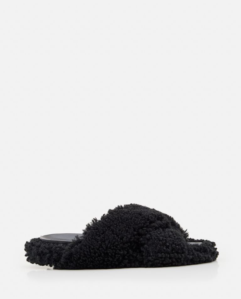 Shop Marni Shearling Crisscross Sandals In Black