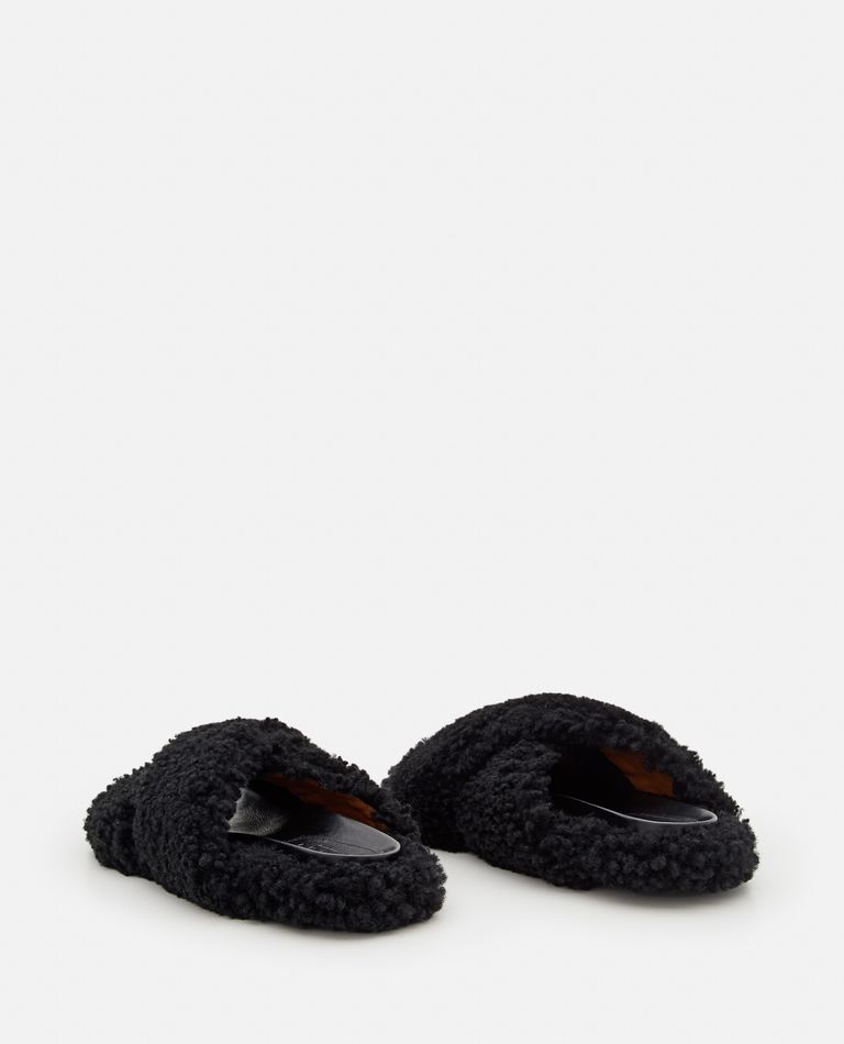 Marni  ,  Shearling Crisscross Sandals  ,  Black 41
