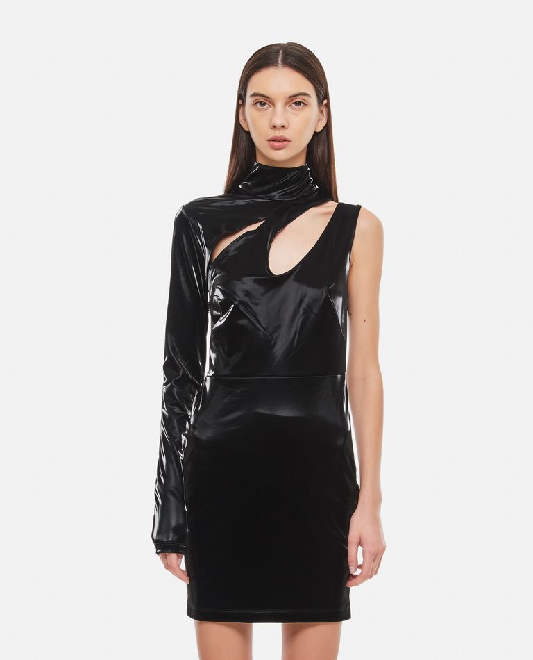 Shop Rotate Birger Christensen One Shoulder Minidress With Cutouts In Black