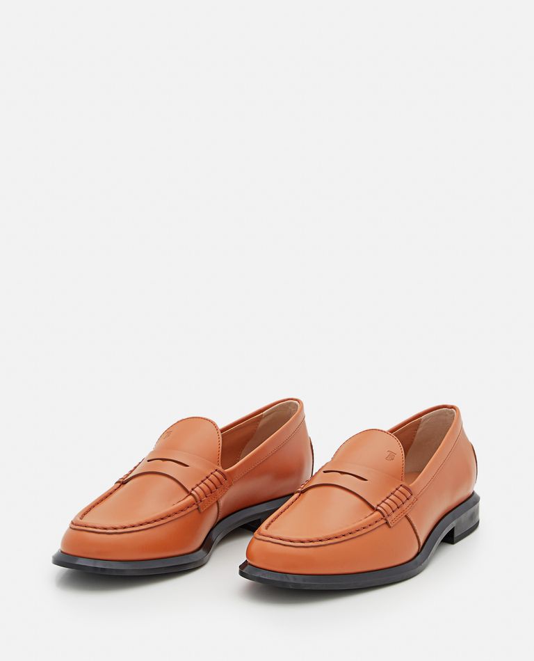 Tod's Calf Leather Penny Loafers In Brown
