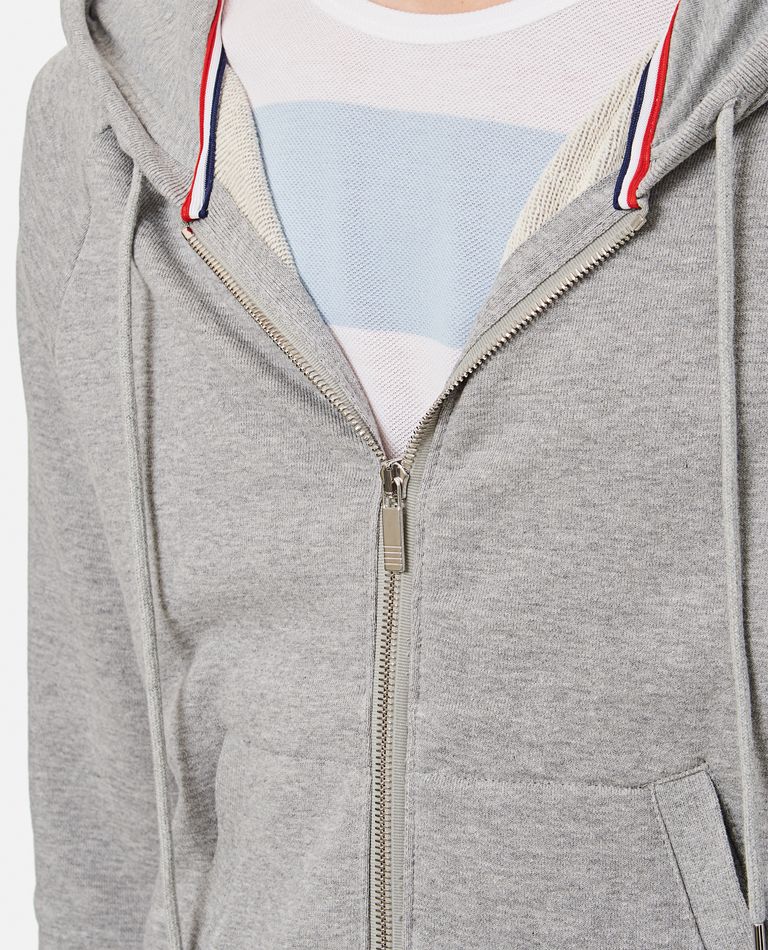 Shop Thom Browne Classic Full Zip Hoodie In Classic Loopback W/ Engineered 4 Bar In Grey