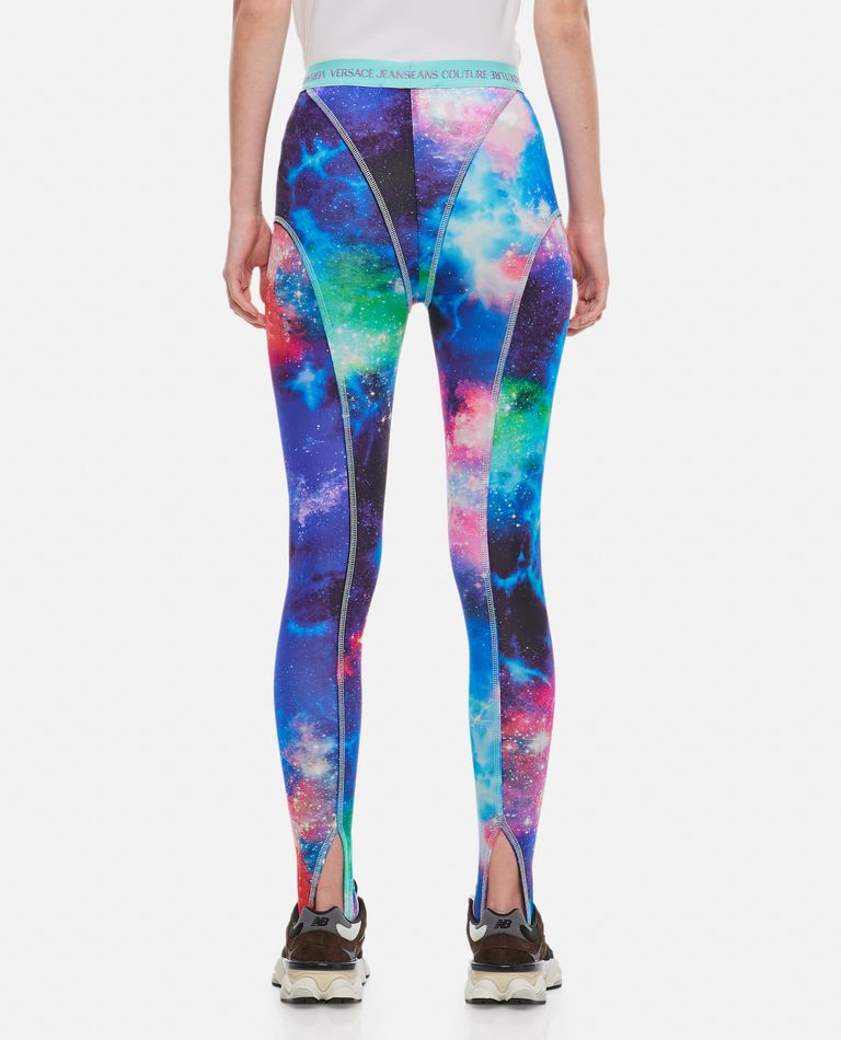 Versace Jeans Couture Space Print Fouseaux Lycra Leggings In Blue