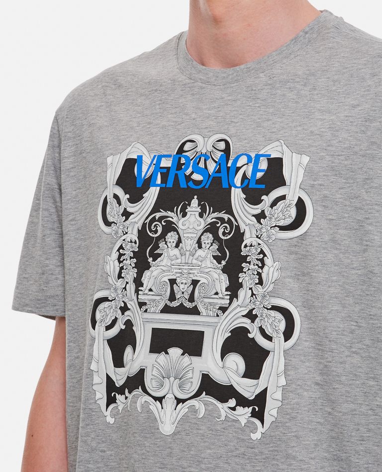 Shop Versace Crewneck Cotton T-shirt In Grey