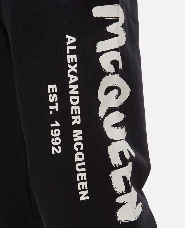 Alexander Mcqueen Cotton 'graffiti' Jogging Trousers In Black