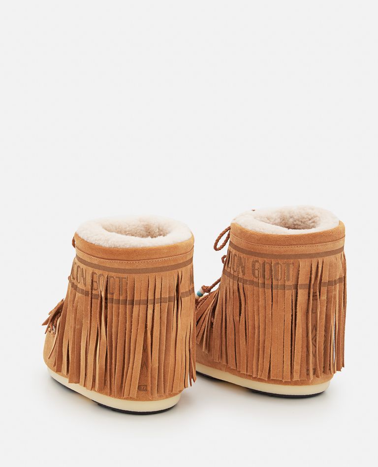 Shop Alanui Icon Low Suede Moonboot In Beige