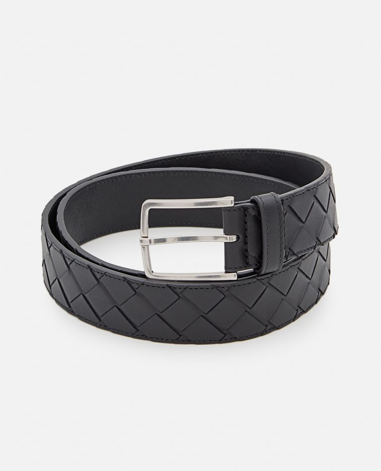 Bottega Veneta  ,  Braided Leather Belt  ,  Black 105