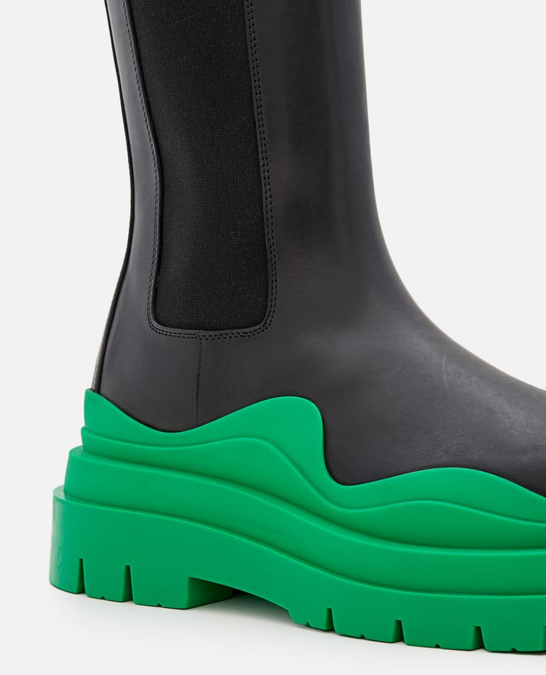 Bottega Veneta  ,  Tire Leather Boots  ,  Green 37,5