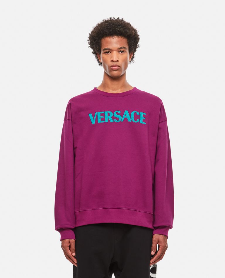 Versace Cotton Sweater In Viola