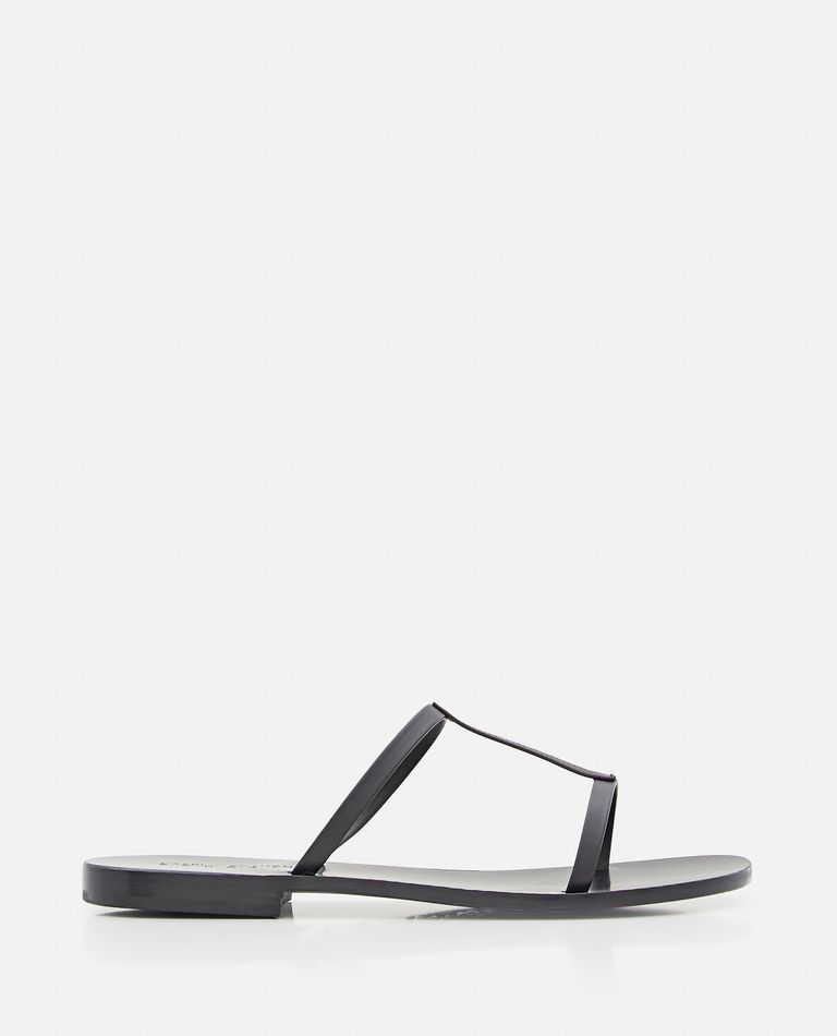 Capri Positano  ,  Triple Strap Leather Flat Sandals  ,  Black 41