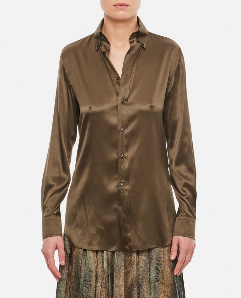 Ralph Lauren Collection  ,  Cameron Buttoned Silk Shirt  ,  Green 12