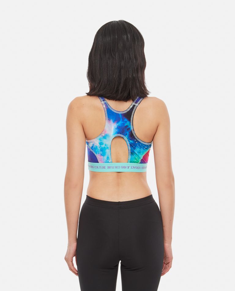 Versace Jeans Couture Space Print Lycra Sports Bra In Blue