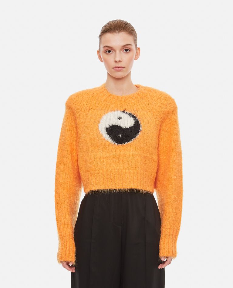 Shop Rotate Birger Christensen Yin Yang Soft Knit Sweater In Orange
