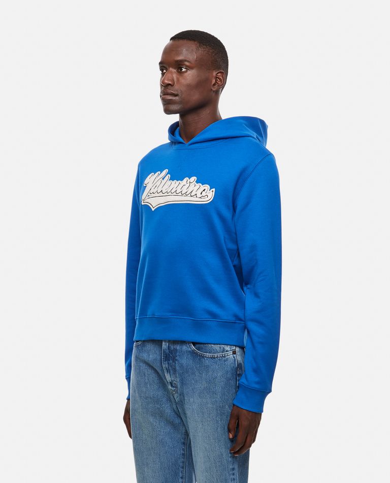 【VALENTINO】Vlogo Signature Cotton Hoodie ブルー COTTON HOODED SWEATSHIRT for Men - Valentino sale | Biffi