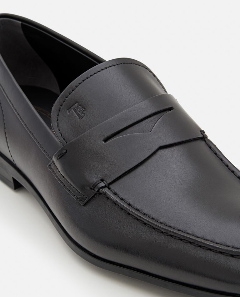 Shop Tod's Leather Loafers In Black