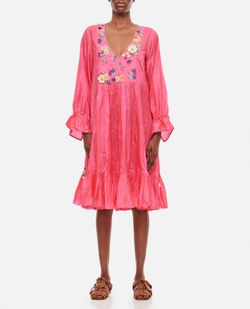 Péro - V-NECK EMBROIDERED MINI DRESS