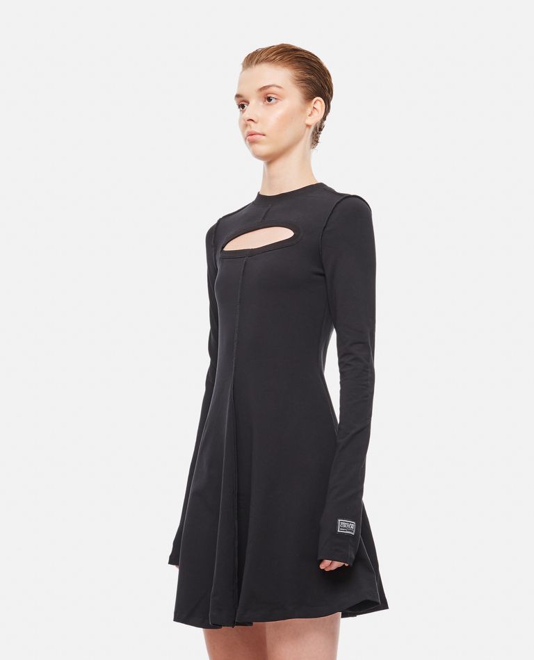Versace Jeans Couture Stretch Cotton Mini Dress In Black
