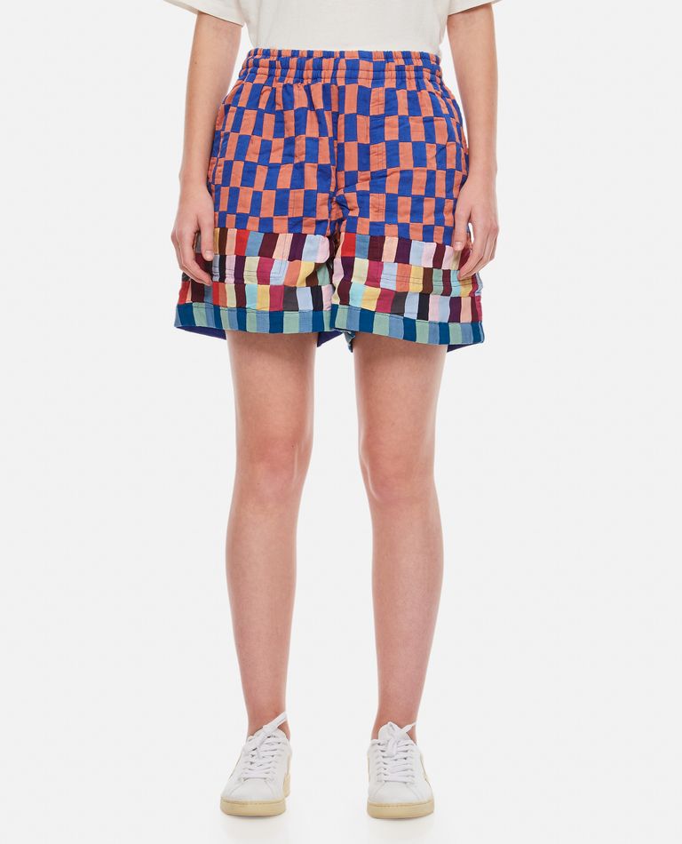 Bode New York Mini Patchwork Shorts In Blue