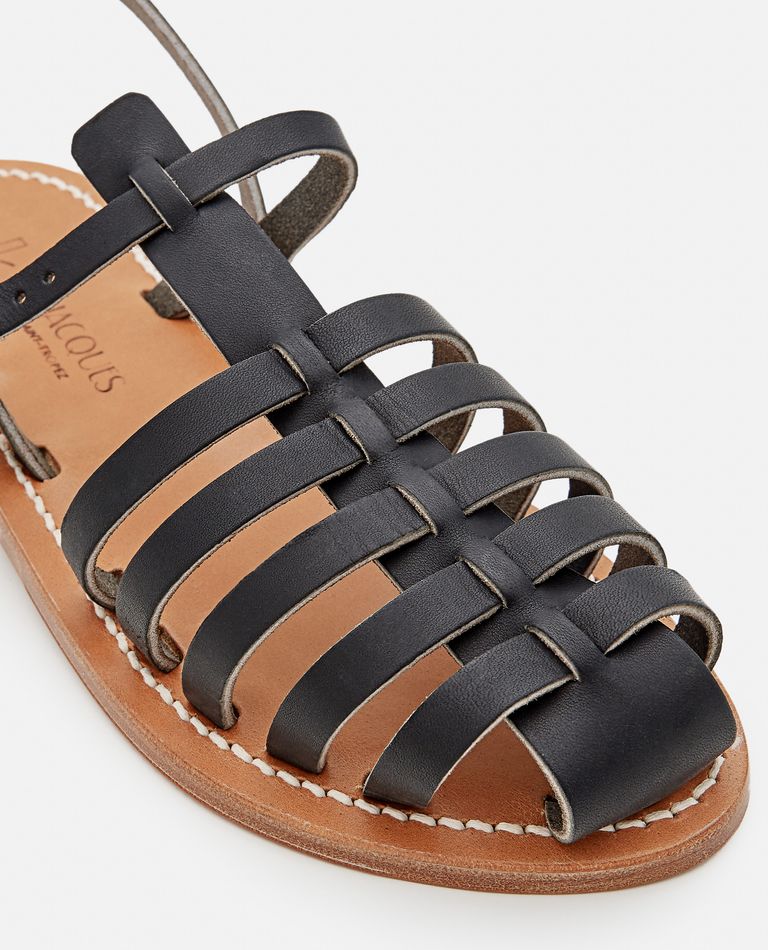 Shop Kjacques Adrien Leather Sandals In Black