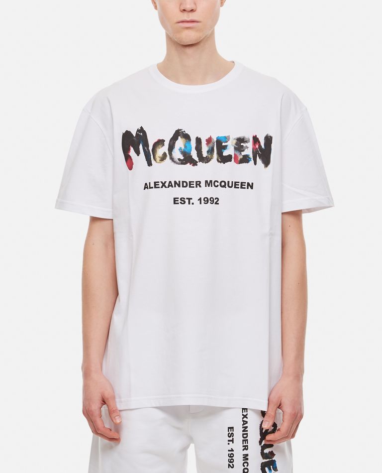 COTTON WATERCOLOR T-SHIRT for Men - Alexander McQueen sale | Biffi