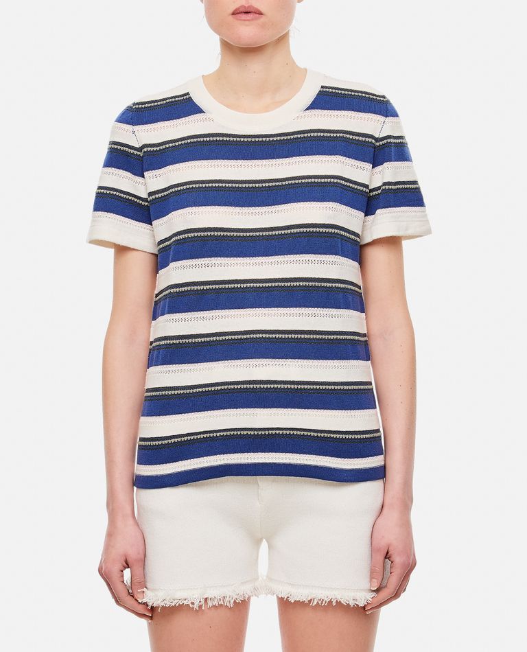Barrie  ,  Cashmere Striped T-shirt  ,  White L