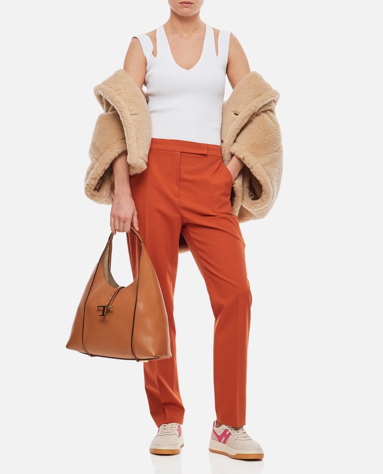 Shop Max Mara Cerisa Wool Trousers In Orange