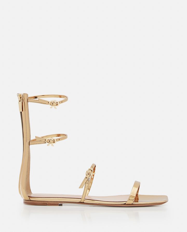 Gianvito Rossi - 5MM RIBBON DOWNTON LAME' LEATHER SANDALS_1