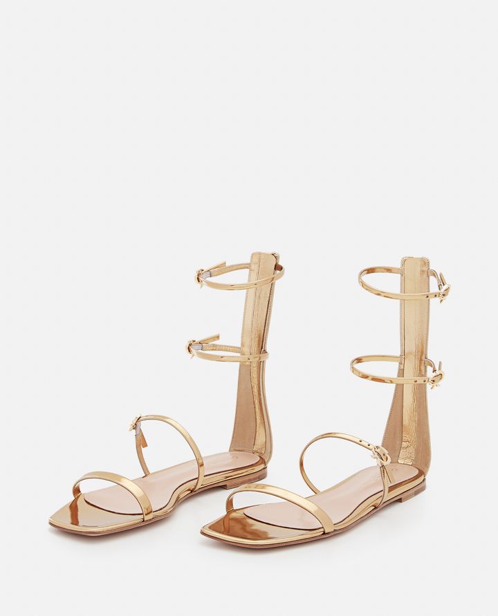 Gianvito Rossi - 5MM RIBBON DOWNTON LAME' LEATHER SANDALS_2