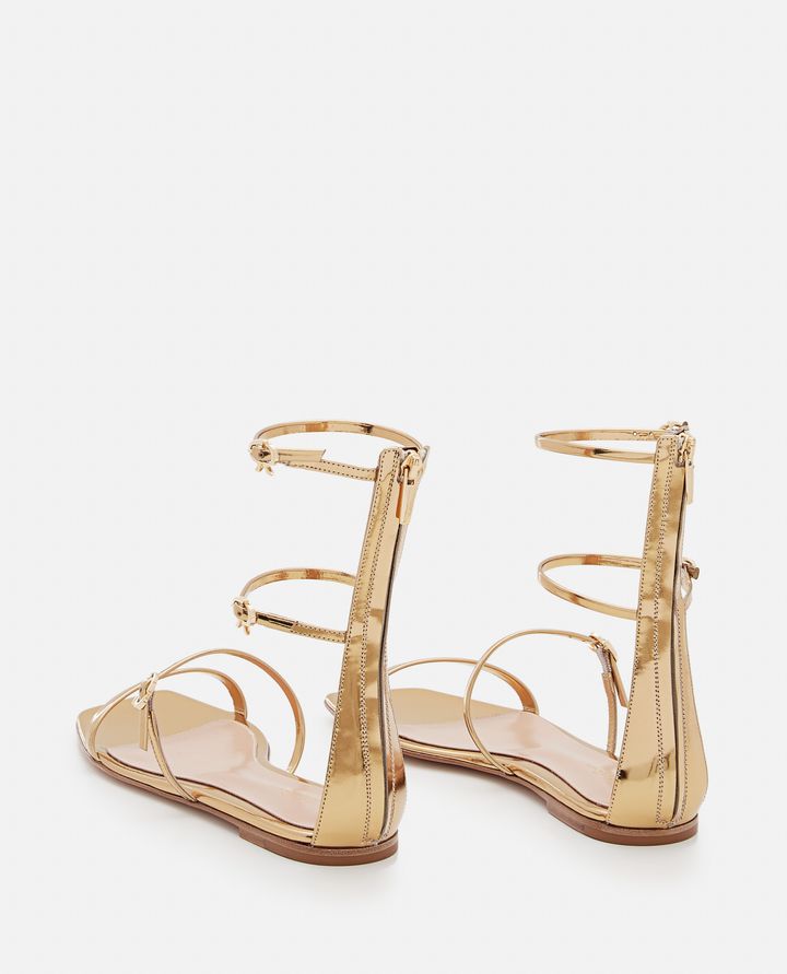 Gianvito Rossi - 5MM RIBBON DOWNTON LAME' LEATHER SANDALS_3