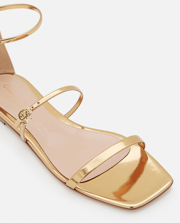 Gianvito Rossi - 5MM RIBBON DOWNTON LAME' LEATHER SANDALS_4