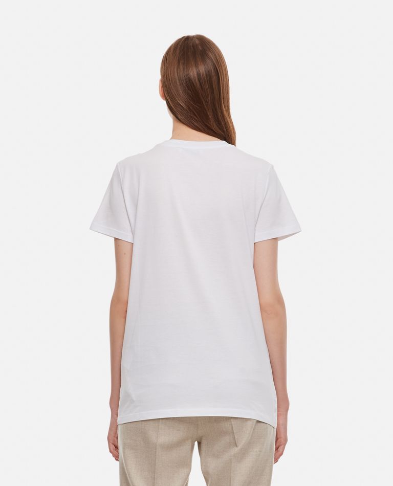 Max Mara  ,  T-shirt In Cotone Con Logo Ricamato  ,  Bianco L
