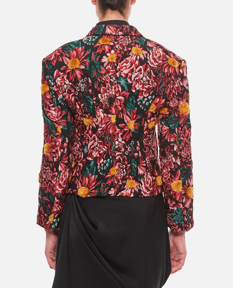 Shop Comme Des Garãons Flower Print Fitted Jacket In Red