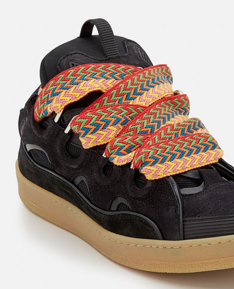Lanvin  ,  Curb Skate' Sneakers In Leather Mesh  ,  Black 42