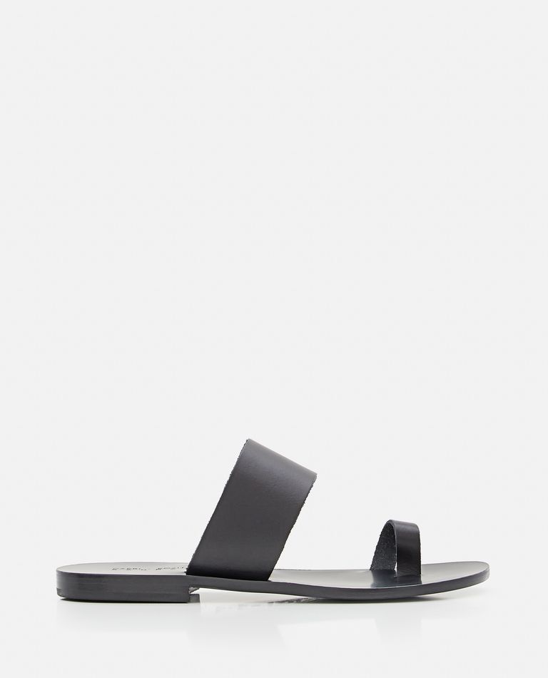 Capri Positano  ,  Single Toe Band Leather Flat Sandals  ,  Black 37