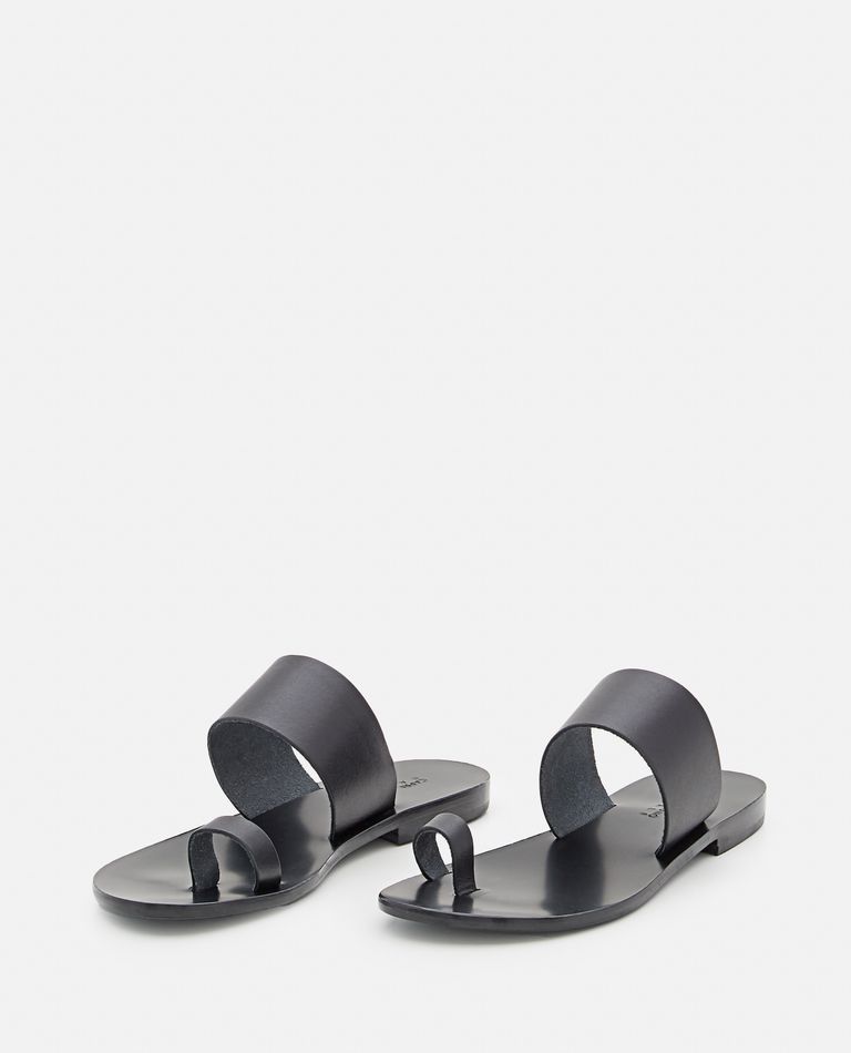Capri Positano  ,  Single Toe Band Leather Flat Sandals  ,  Black 37