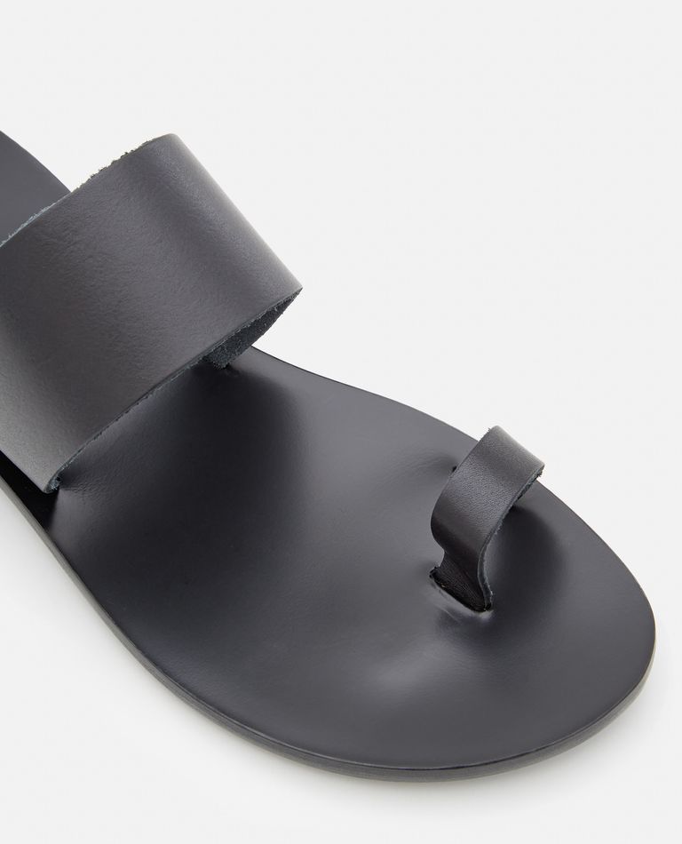 Shop Capri Positano Single Toe Band Leather Flat Sandals In Black