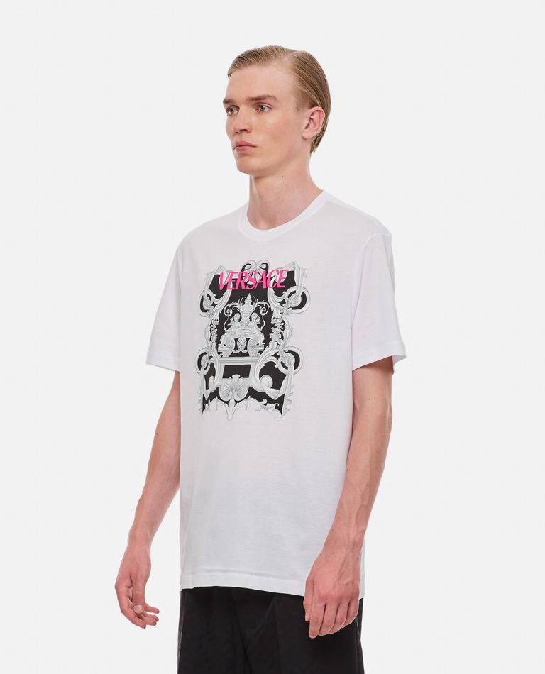 Shop Versace Cotton Crewneck T-shirt In White